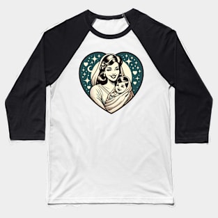 Vintage Motherhood Love Heart Symbol of Maternal Affection Baseball T-Shirt